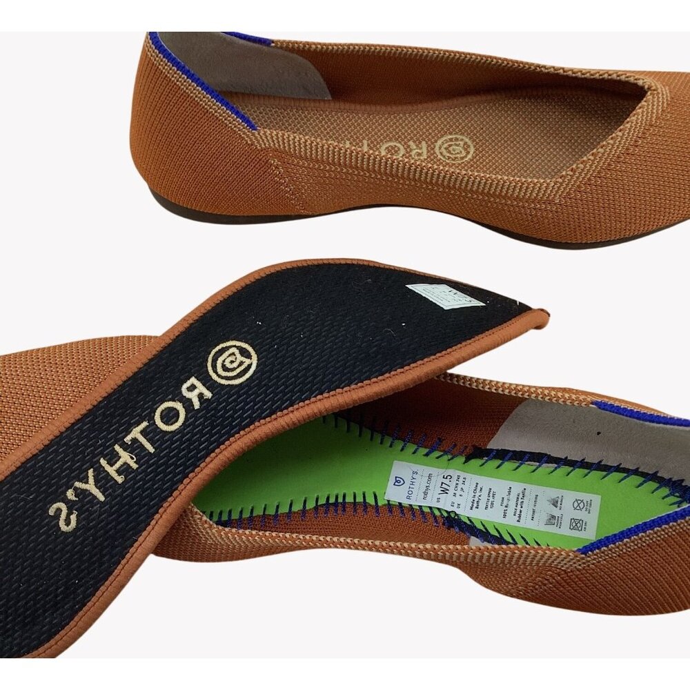 Women’s Rothy’s Pointy Toe Flats Burnt Orange Slip On Ballet Shoes Size 7.5 - Picture 8 of 8